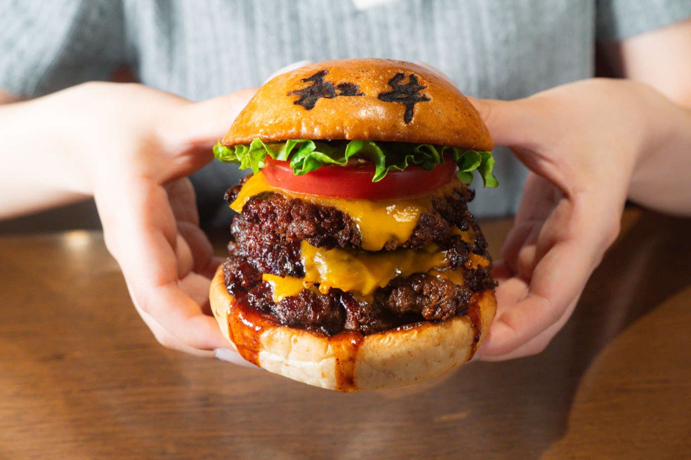 Wagyu burger served at Godaime Wagyu Tokyo in Ginza